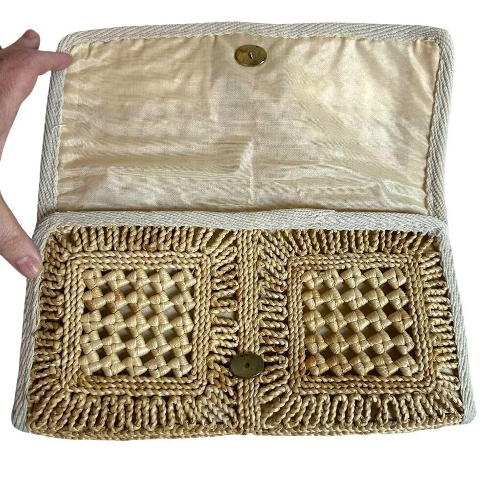 Vintage 60's Epitome Italian Woven Straw Clutch Bag Handbag